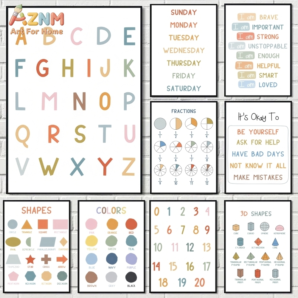 AZNM Educational Alphabet Numb - đánh giá và giá Kids Educational Posters